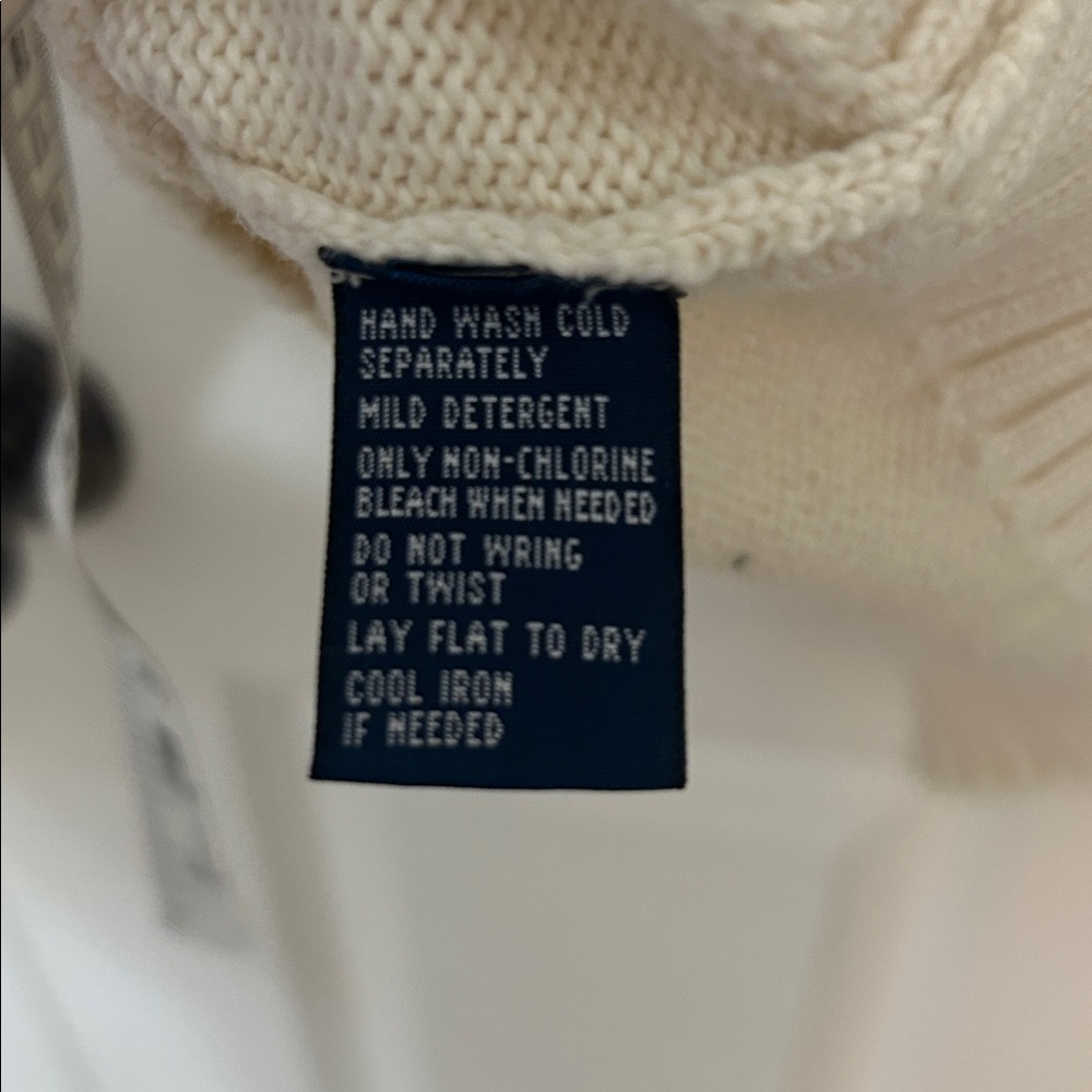 Polo Ralph Lauren Men's turtleneck Jumper Sweater size large ivory cotton Henley - Picture 6 of 7